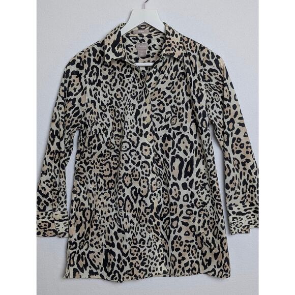 Chico's Leopard Print Button Up 0P (US4/6) - Picture 1 of 7